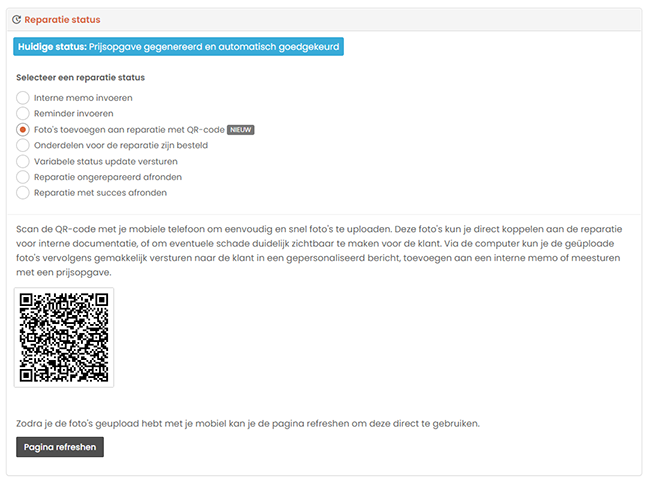 Foto's toevoegen via QR-code