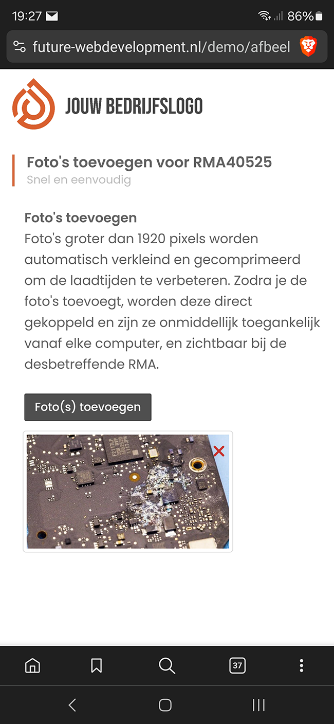 Foto's toevoegen via mobiel