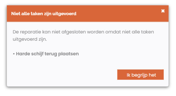 Niet alle taken zijn uitgevoerd