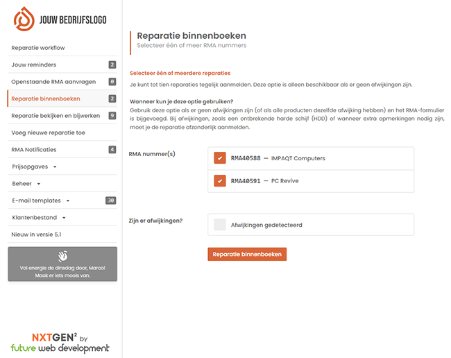 Reparatie binnenboeken