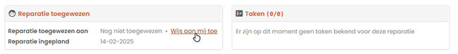 Wijs reparatie toe